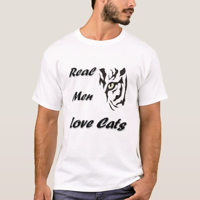 Riktiga män älskar katter t shirt (Framsida)