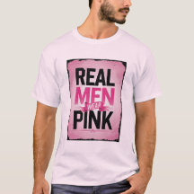 "Riktiga män bär rosa" T-shirt – Bröstcancer medve