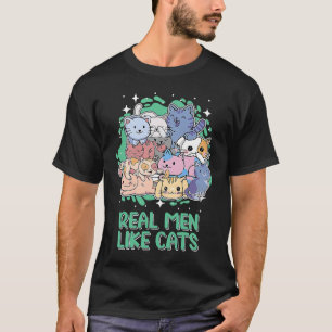 Riktiga män gillar katter Kattmamma humor Kattpapp T Shirt