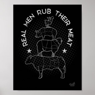 Riktiga Män Gnider Sitt Kött Bbq Rökmaskin Master Poster
