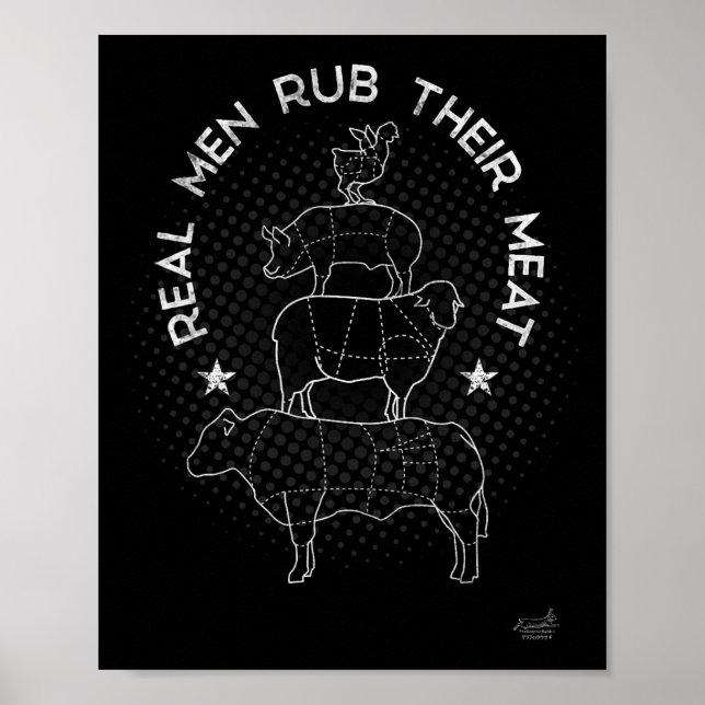 Riktiga Män Gnider Sitt Kött Bbq Rökmaskin Master Poster (Framsidan)