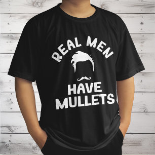 Riktiga män har mullet, rolig frisyr stil älskare t shirt