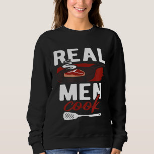 Riktiga Män Lagar Man Kock Mat Kött Matlagning Re T Shirt