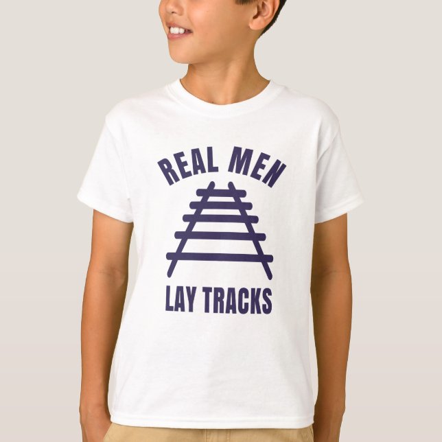 Riktiga män lägger spår t shirt (Framsida)