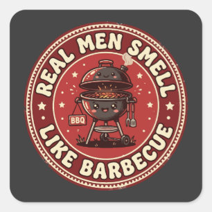 Riktiga män luktar som grill Retro grillning Fyrkantigt Klistermärke