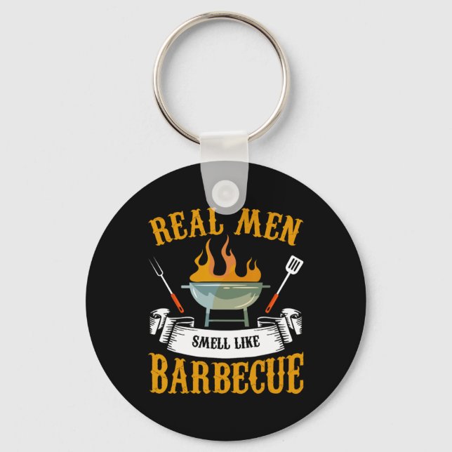 Riktiga Män Luktar Som Grillad Bbq Grilling Grill  Nyckelring (Framsida)