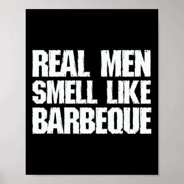 Riktiga män luktar som grillad BBQ pappa far Poster (Framsidan)
