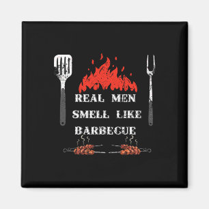 Riktiga Män Luktar Som Grillad Mat - Bbq Rökeri Gr Magnet