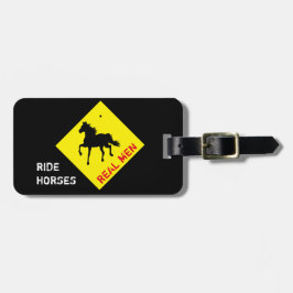 Riktiga män rider hästar & fest / Rodeo bagageetik Bagagebricka