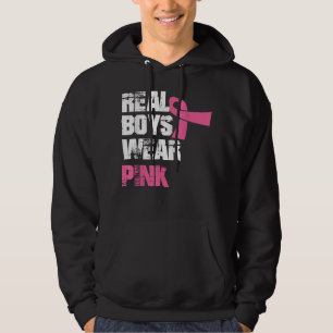 Riktiga pojkar bära rosa rosa av bröstcancer Medve Hoodie
