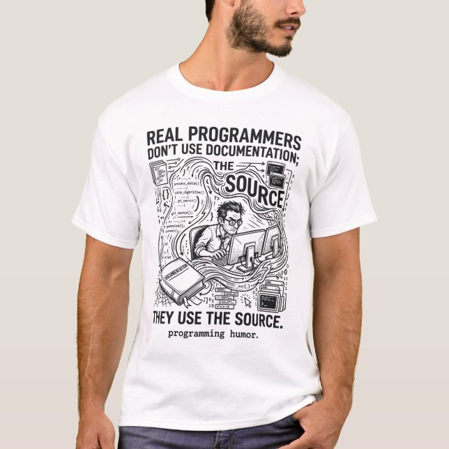 Riktiga Programmerare Använder Källkoden T Shirt (Framsida)