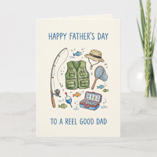 Riktigt bra pappafiskeredskap Fars dag-kort Kort