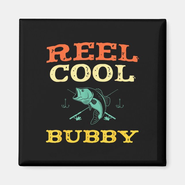Riktigt cool bubby fiske fiskare rolig vintage  magnet (Framsidan)