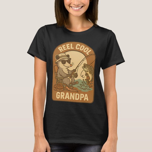 Riktigt cool farfar opossum â€“ Rollig fiske  T Shirt (Framsida)