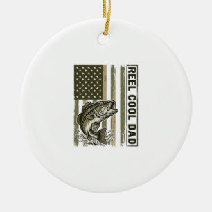 Riktigt cool pappa bassfiske flagga vektor design_ julgransprydnad keramik