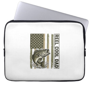 Riktigt cool pappa bassfiske flagga vektor design_ laptop fodral