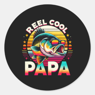 Riktigt cool pappa fiskare fiske pappa fadersdag runt klistermärke