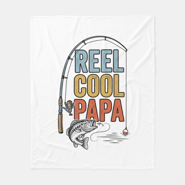 Riktigt Cool Pappa Fisketräja Design_1 Fleecefilt (Framsidan)