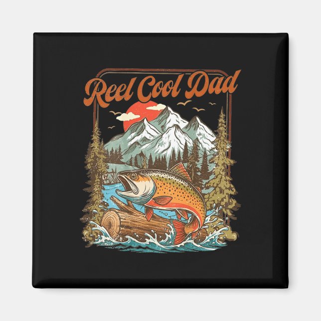 Riktigt cool pappa rolig fiske regnbåge fiskare (p magnet (Framsidan)