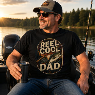Riktigt Cool Pappa Vintage Fiske Retro Solnedgång T Shirt