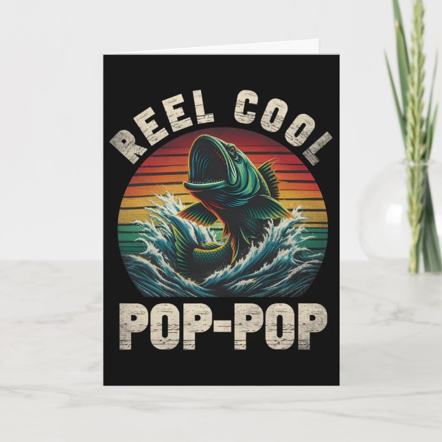 Riktigt cool Pop Pop-fiske Poppop Fars dag Fisk Kort (Framsida)