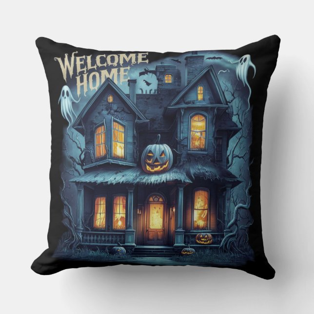 Riktigt cool välkomst hemsk Halloween Kudde (Framsida)