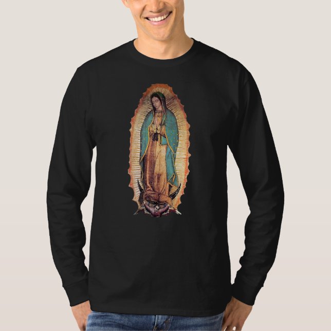 Riktigt Dam i Guadalupe Virgin Mary-katolik T Shirt (Framsida)