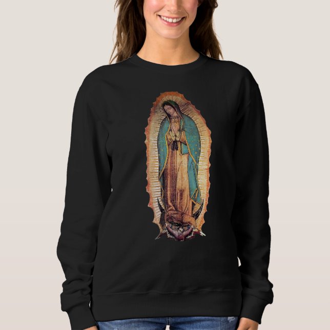 Riktigt Dam i Guadalupe Virgin Mary-katolik T Shirt (Framsida)