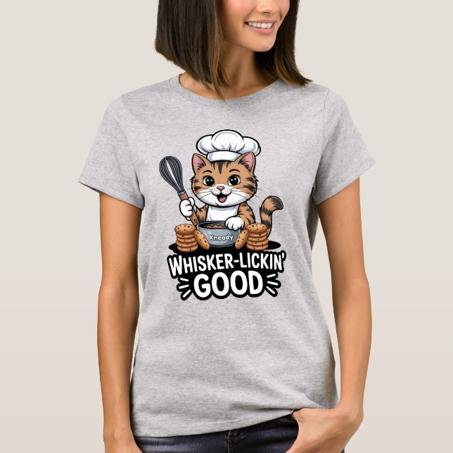Riktigt Rollig Matlagning Tabby Katt Bagare T Shirt (Framsida)