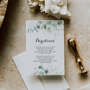 Riktningar för Rustic Eucalyptus Guld Blommigt Brö Tilläggskort