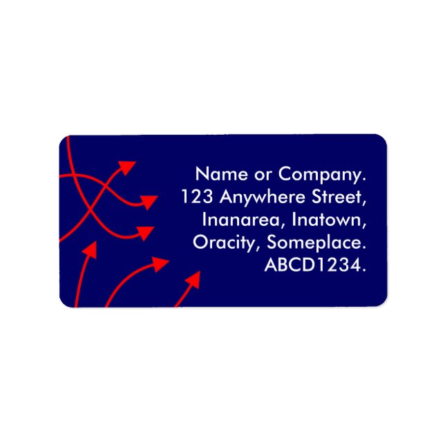 Riktningar - marinblå adressetikett (Framsidan)