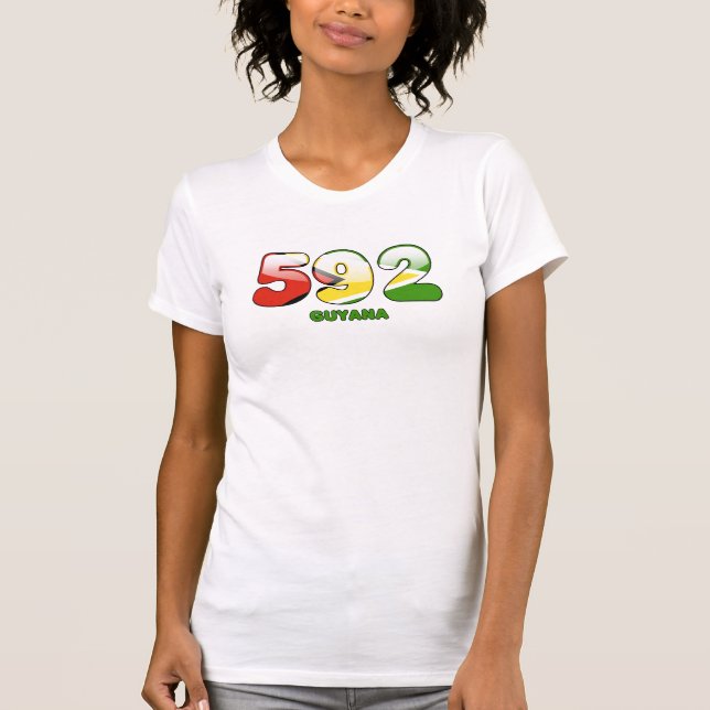 Riktnummer 592 för Guyana T-shirt (Framsida)