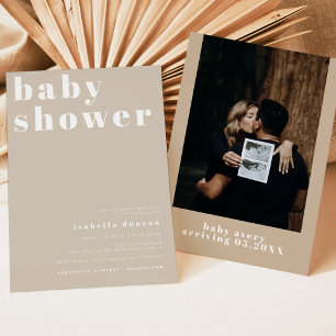 RILEY Bold Boho Beige Cream Modern Baby Shower Inbjudningar