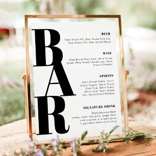 RILEY Modern Bold Bröllop Pub Menu Poster
