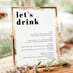 RILEY Retro Bold Let's Drink Bar Meny Poster