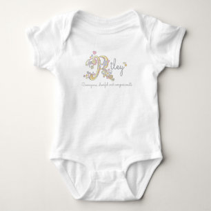 Rileyflickor namn betyder R monogram baby kläder Tee