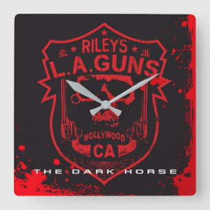 Rileys L.A.GUNS Red & Black Marble Vinyl Art Fyrkantig Klocka