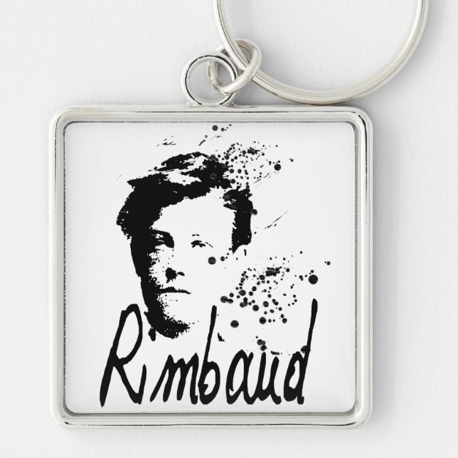 RIMBAUD-nyckelkedja Fyrkantig Silverfärgad Nyckelring (Framsidan)