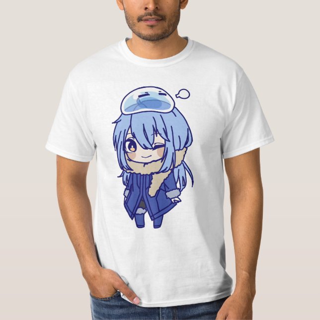 Rimuru chibi lycklig t shirt (Framsida)