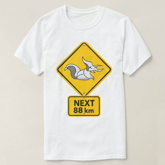 Rimworld Megaspider Warning Road Sign funny meme i T Shirt (Design framsida)