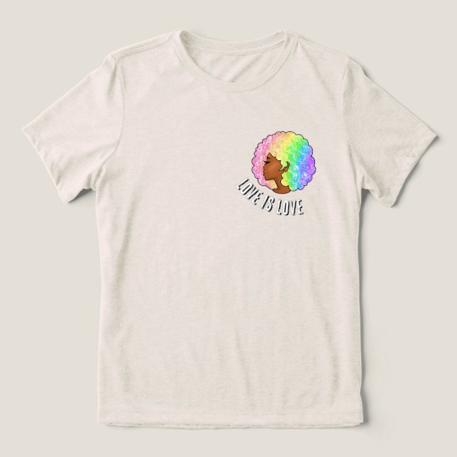 Rinbow afro LGBTQ kärlek är kärlek pride svart fli T Shirt (Design Framsida)