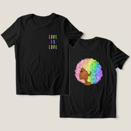 Rinbow afro LGBTQ kärlek är kärlek pride svart fli T Shirt