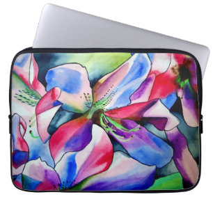 Rinbow Azalea blomma akvarell konst målning Laptop Fodral