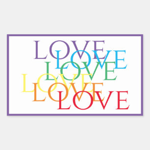 RINBOW-KÄRLEK-rektanglar/Lila Rektangulärt Klistermärke