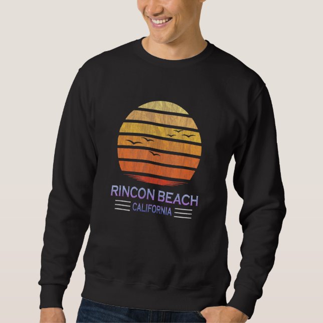 Rincon Beach - California Kusten - Retro Sunset Lång Ärmad Tröja (Framsida)