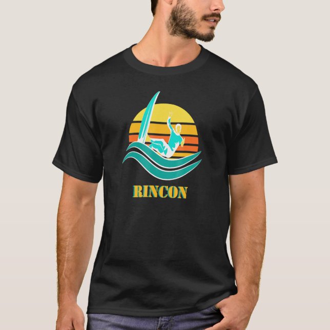 Rincon Beach Surfing California Ventura Surfa T Shirt (Framsida)