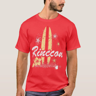 Rincon California Beach with Surfboard Distress  T Shirt