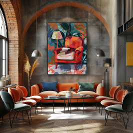 Rincón de Lectura: Arte Favista con Sillón Rojo. Canvastryck