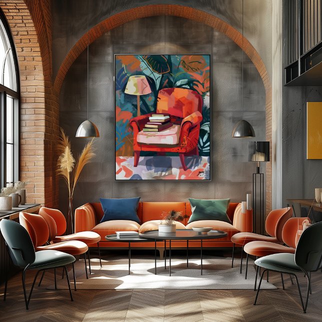 Rincón de Lectura: Arte Favista con Sillón Rojo. Canvastryck (Skapare uppladdad)