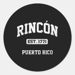 Rincon Puerto Rico Boricua Flagga Athletic Stil Runt Klistermärke
